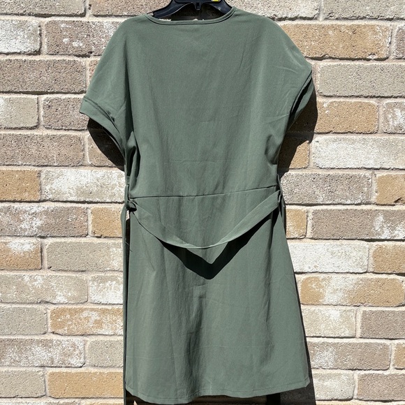 SHEIN Sage Green Button-Down V-Neck Dress - Picture 2 of 5